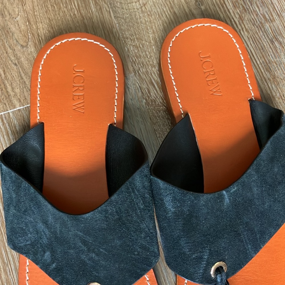 NWOT J. Crew Black Suede Thong Sandals Sz 9.5 - Picture 3 of 6